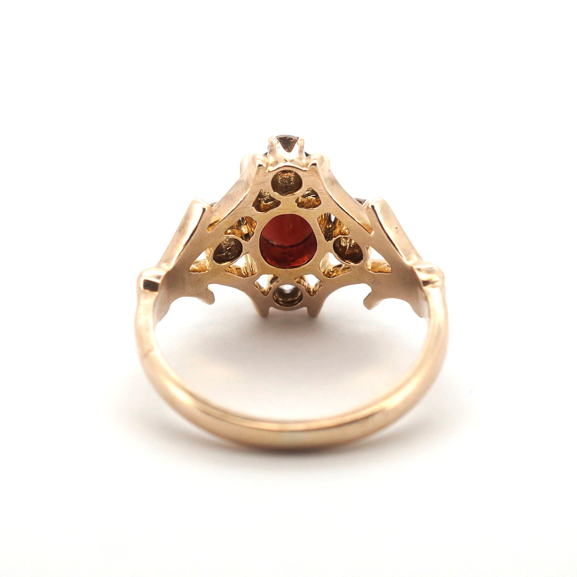 Ladies 9ct Yellow Gold Ring with Red & Clear Stones (Size L) - 510004