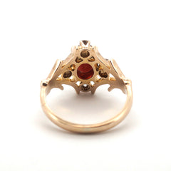 Ladies 9ct Yellow Gold Ring with Red & Clear Stones (Size L) - 510004