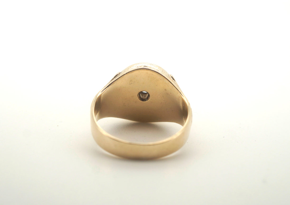 Men's 9CT Yellow Gold Diamond Ring (Size Q, 12.62g) - 503396