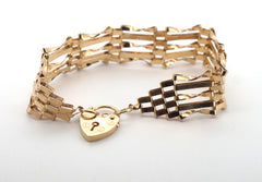 Ladies 9ct Yellow Gold 5 Bar Gate Bracelet (18cm) - 510460