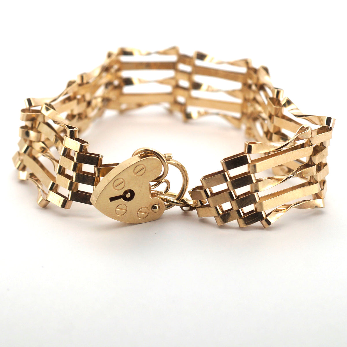 Ladies 9ct Yellow Gold 5 Bar Gate Bracelet (18cm) - 510460