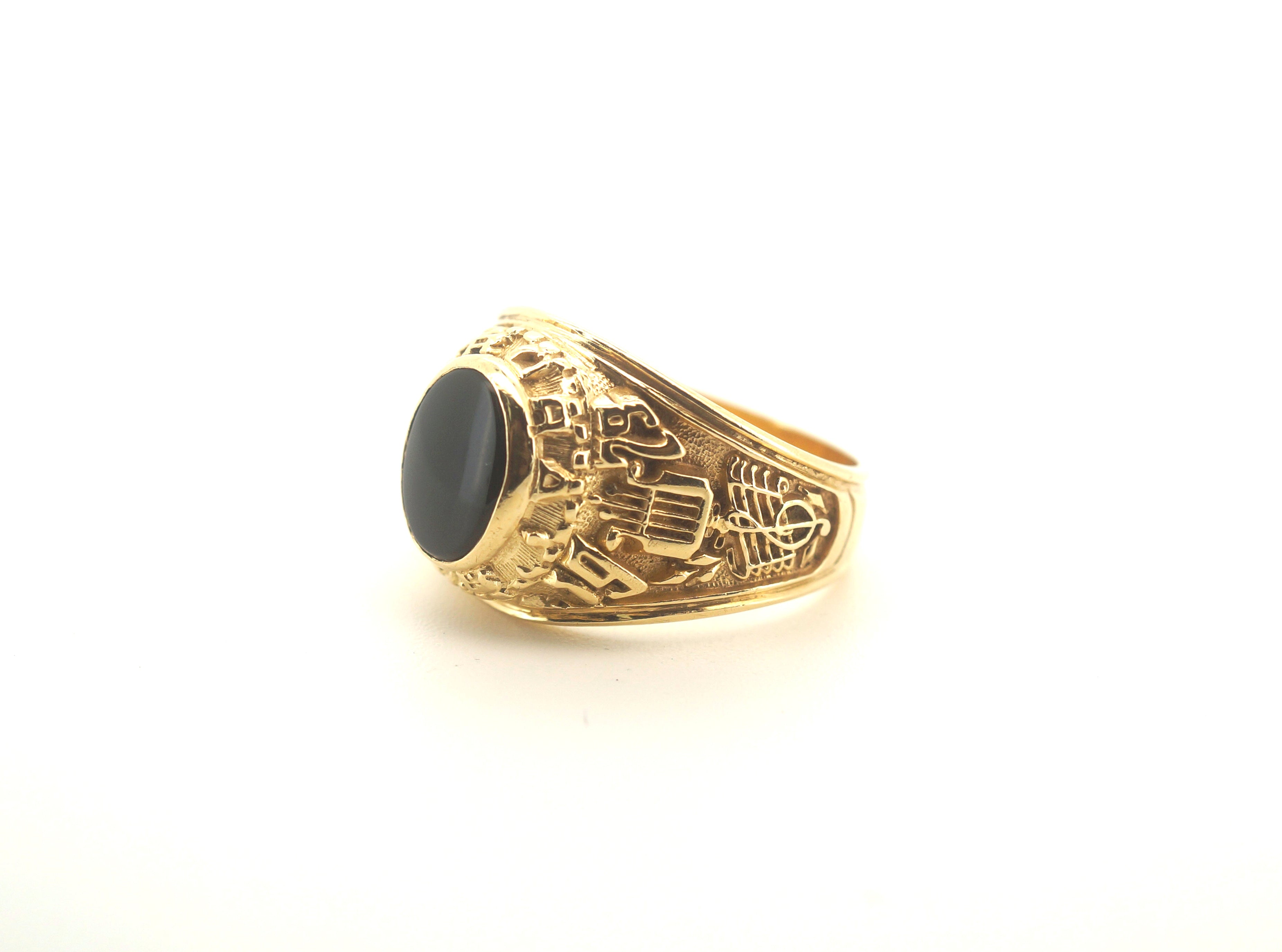 Men's 18CT Solid Yellow Gold Black Onyx Ring (Size S, 9.92g) - 503817