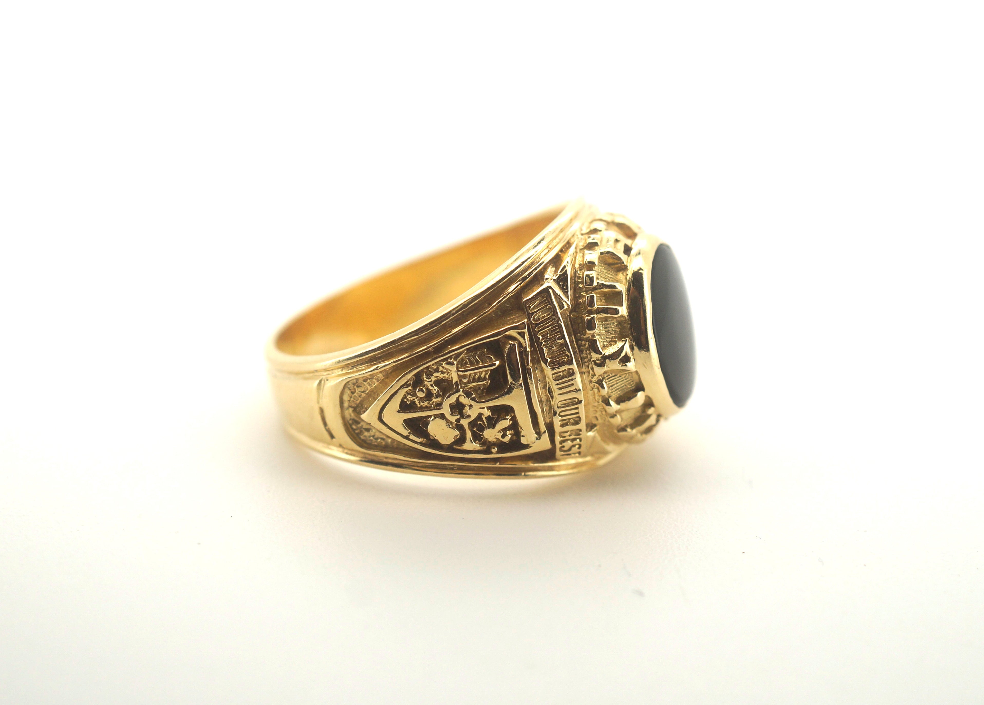 Men's 18CT Solid Yellow Gold Black Onyx Ring (Size S, 9.92g) - 503817