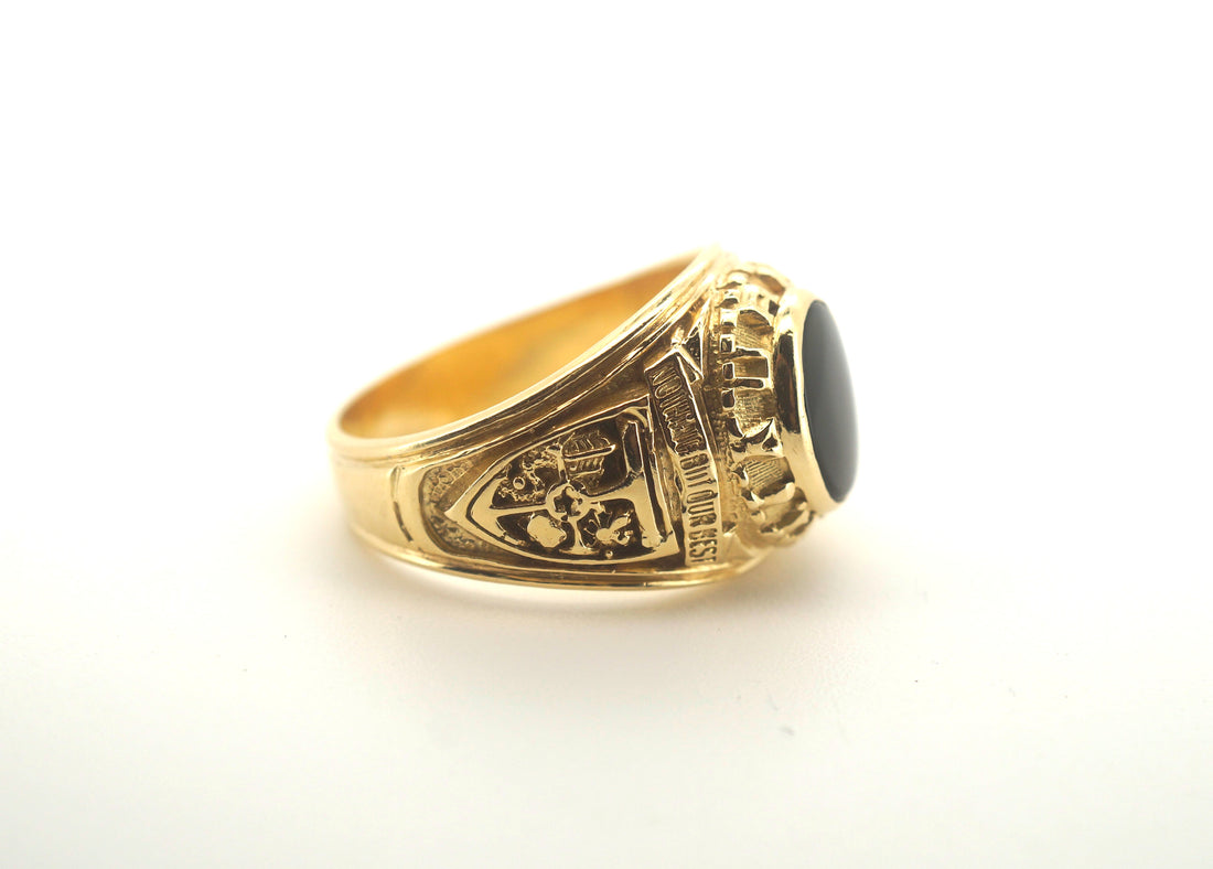Men's 18CT Solid Yellow Gold Black Onyx Ring (Size S, 9.92g) - 503817