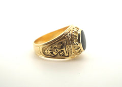 Men's 18CT Solid Yellow Gold Black Onyx Ring (Size S, 9.92g) - 503817