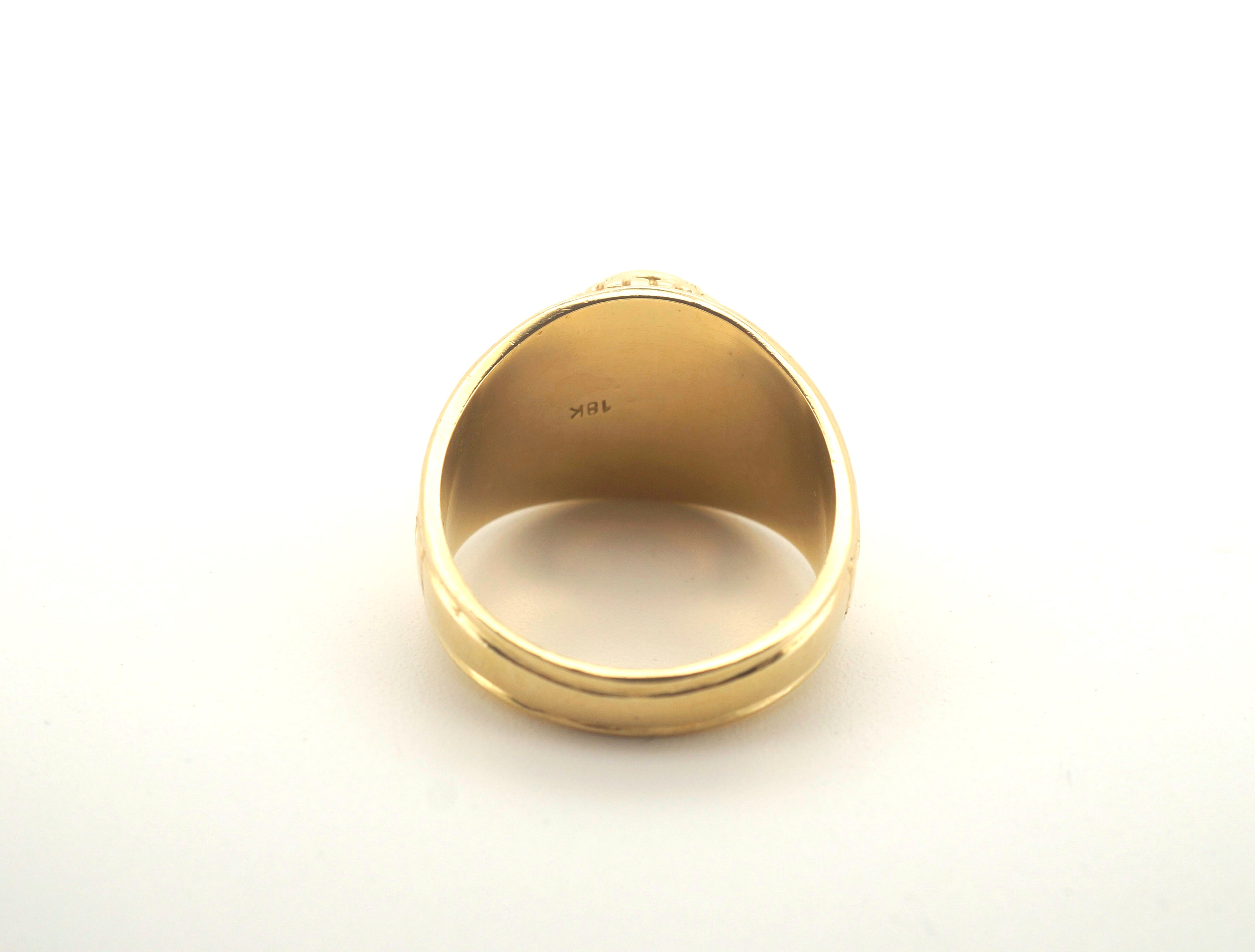 Men's 18CT Solid Yellow Gold Black Onyx Ring (Size S, 9.92g) - 503817