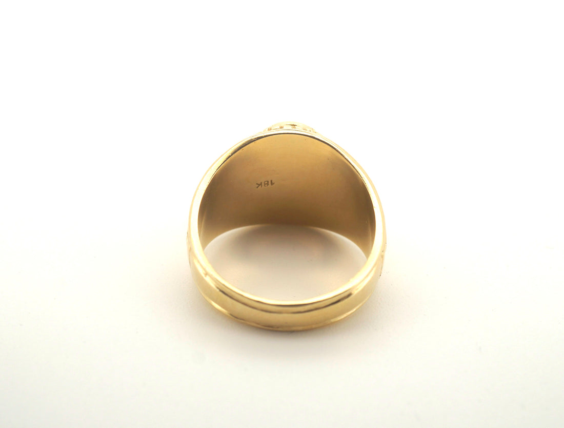 Men's 18CT Solid Yellow Gold Black Onyx Ring (Size S, 9.92g) - 503817