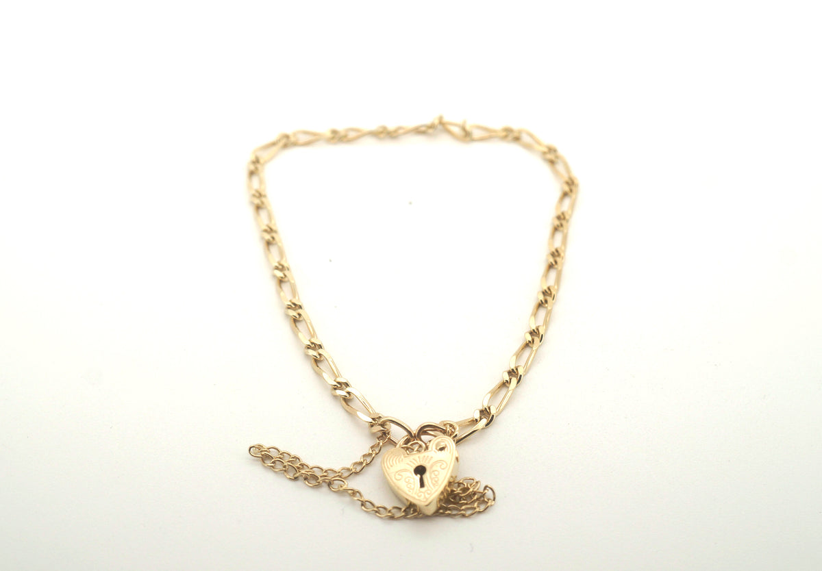 Ladies Solid 9CT Yellow Gold Heart Locket Bracelet (18cm, 3.8g) - 503818