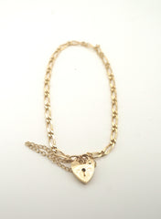 Ladies Solid 9CT Yellow Gold Heart Locket Bracelet (18cm, 3.8g) - 503818