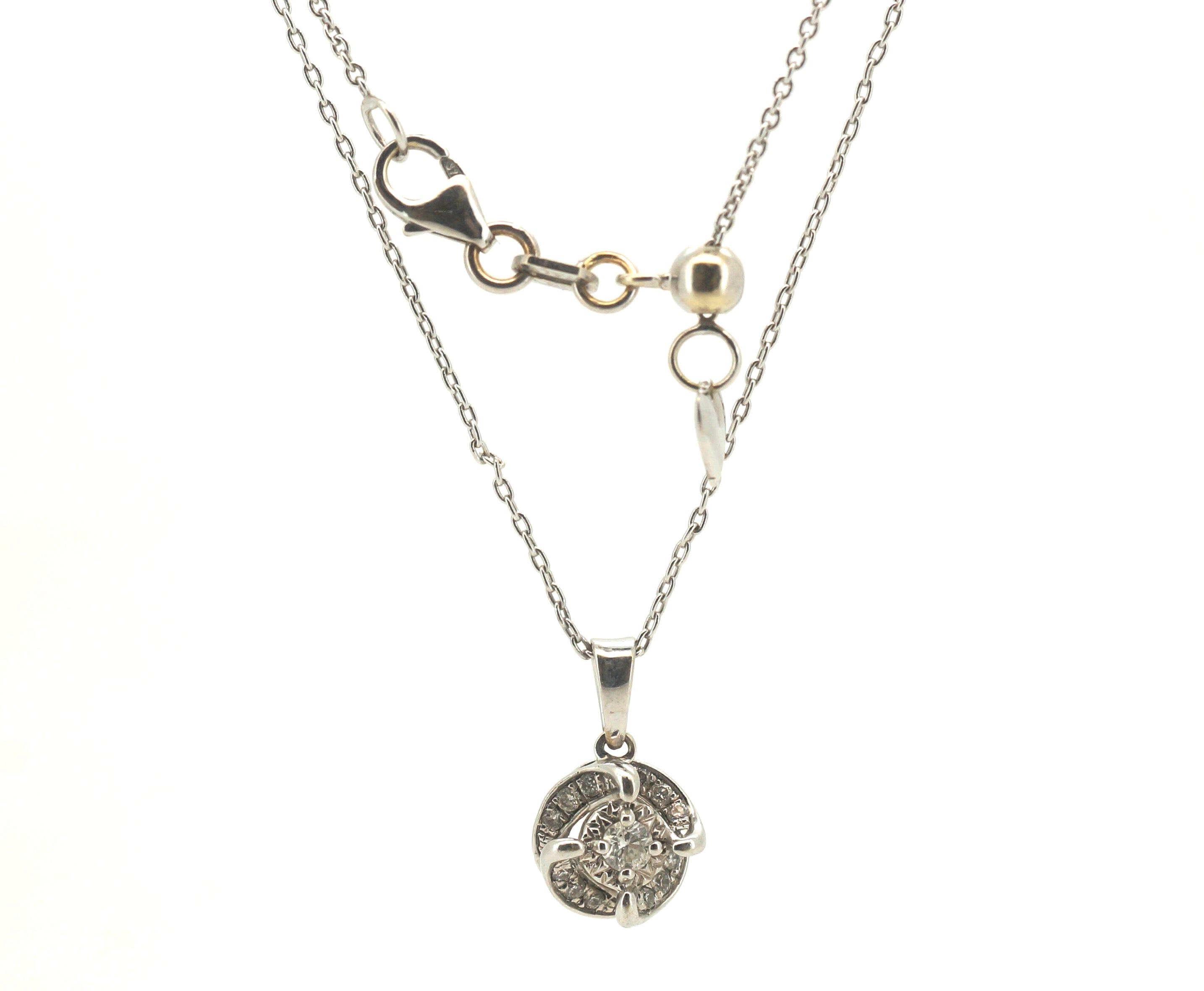 Ladies 9ct White Gold Necklace with 9ct White Gold Pendant - 504474