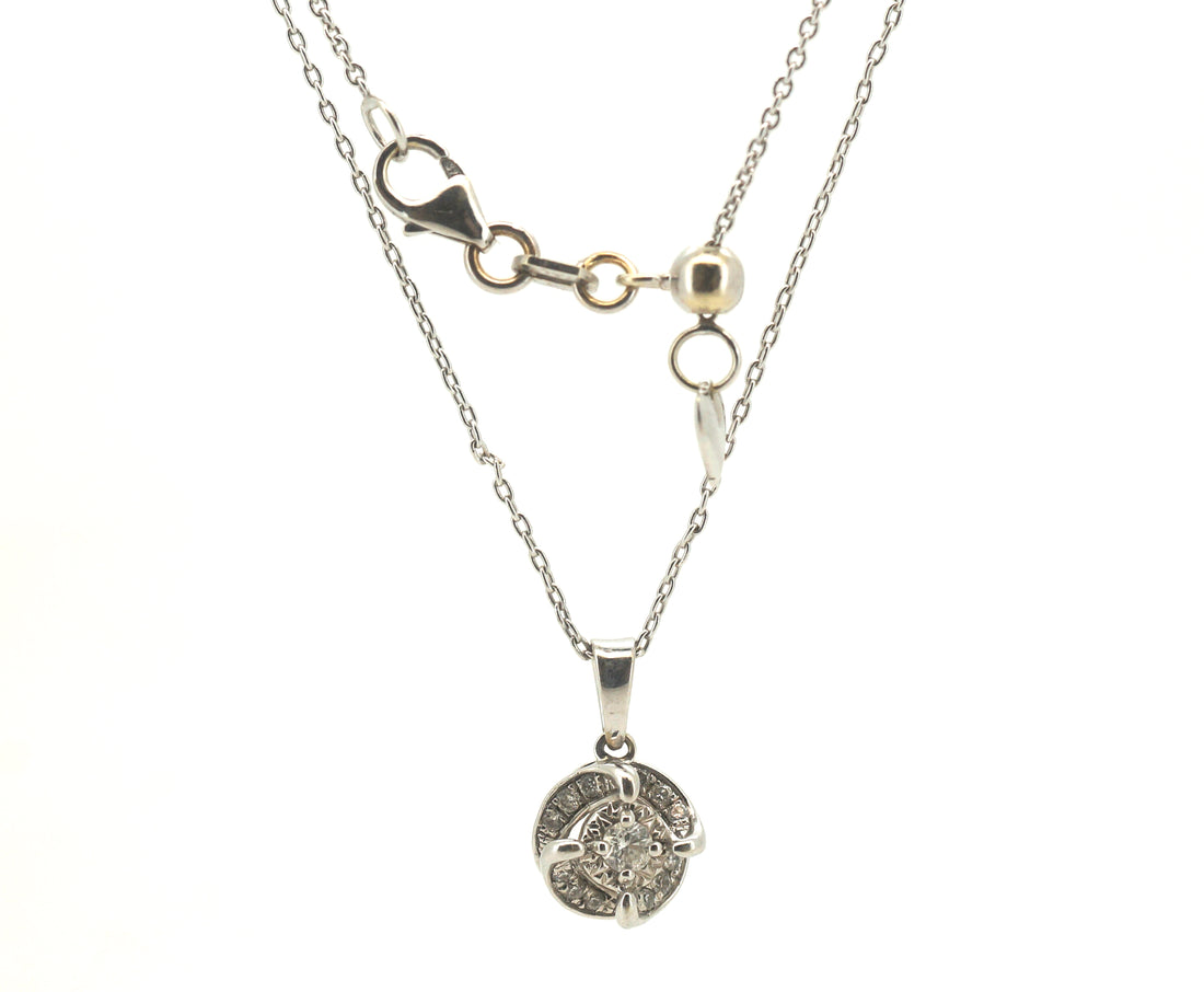 Ladies 9ct White Gold Necklace with 9ct White Gold Pendant - 504474