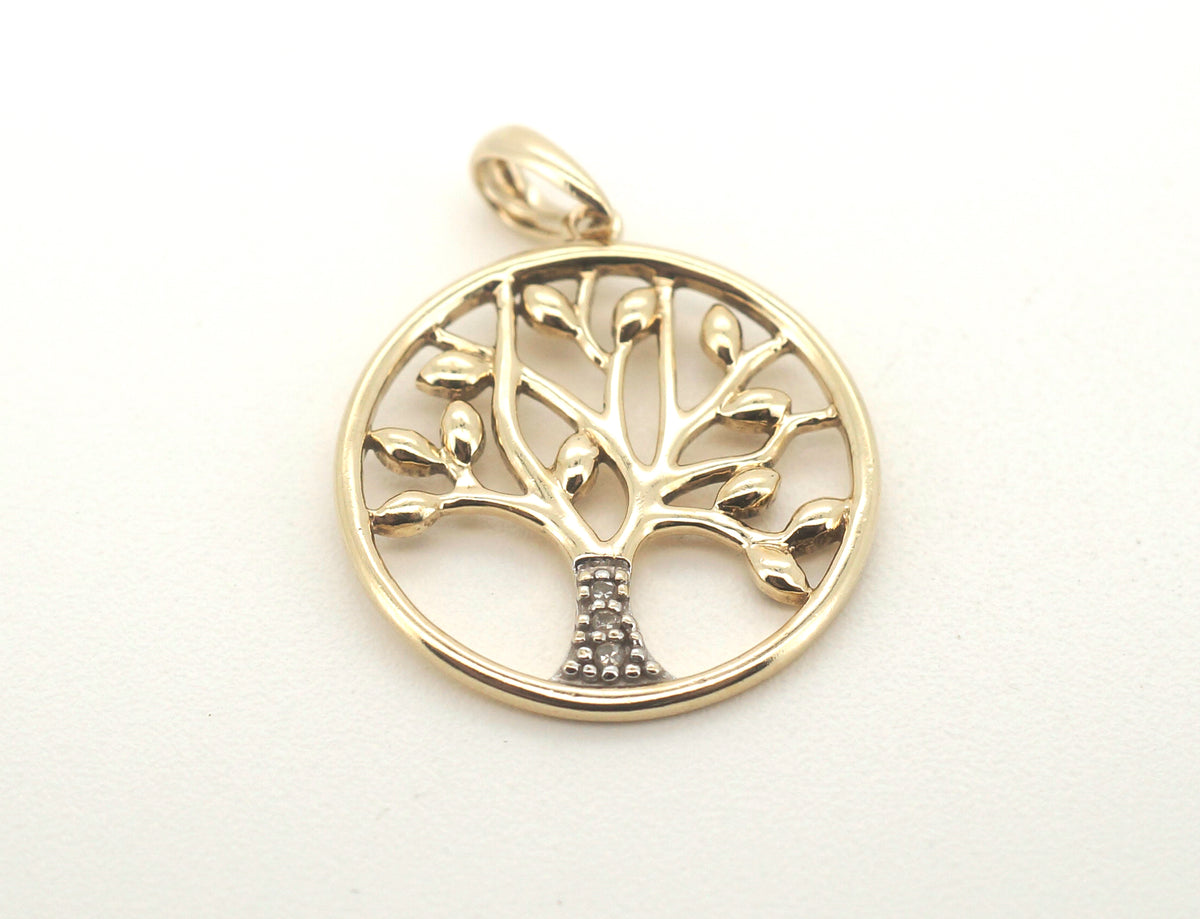 Ladies 9ct Yellow Gold Tree Styled Pendant - 504176