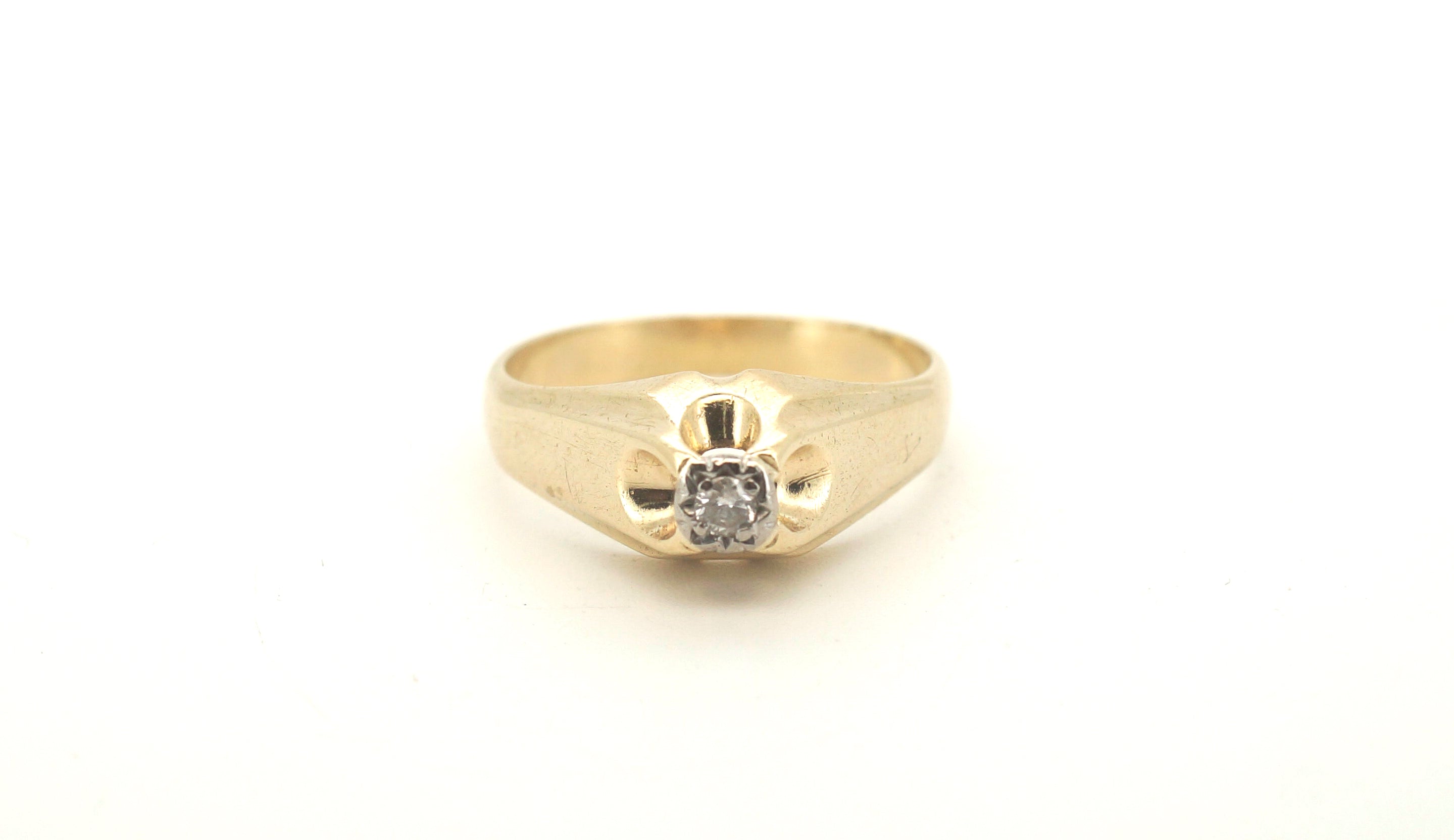 Men's 9ct Yellow Gold Solitaire Diamond Ring (Size T) - 505056