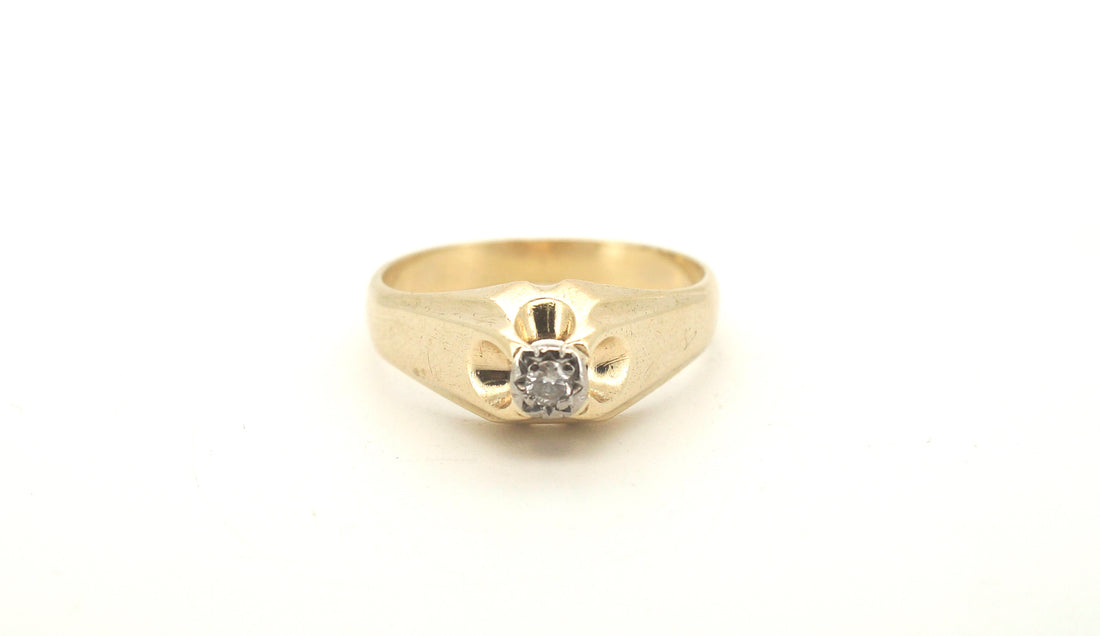 Men's 9ct Yellow Gold Solitaire Diamond Ring (Size T) - 505056
