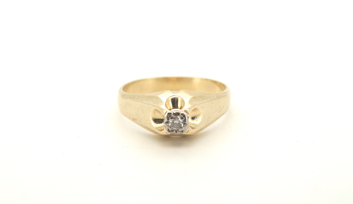Men's 9ct Yellow Gold Solitaire Diamond Ring (Size T) - 505056