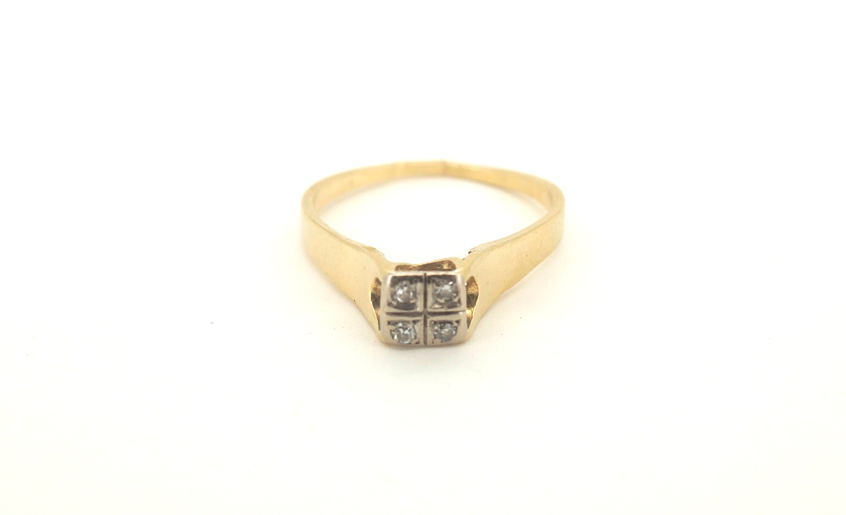 Unisex 18ct Yellow Gold 4 Diamond Ring (Size L) - 505060