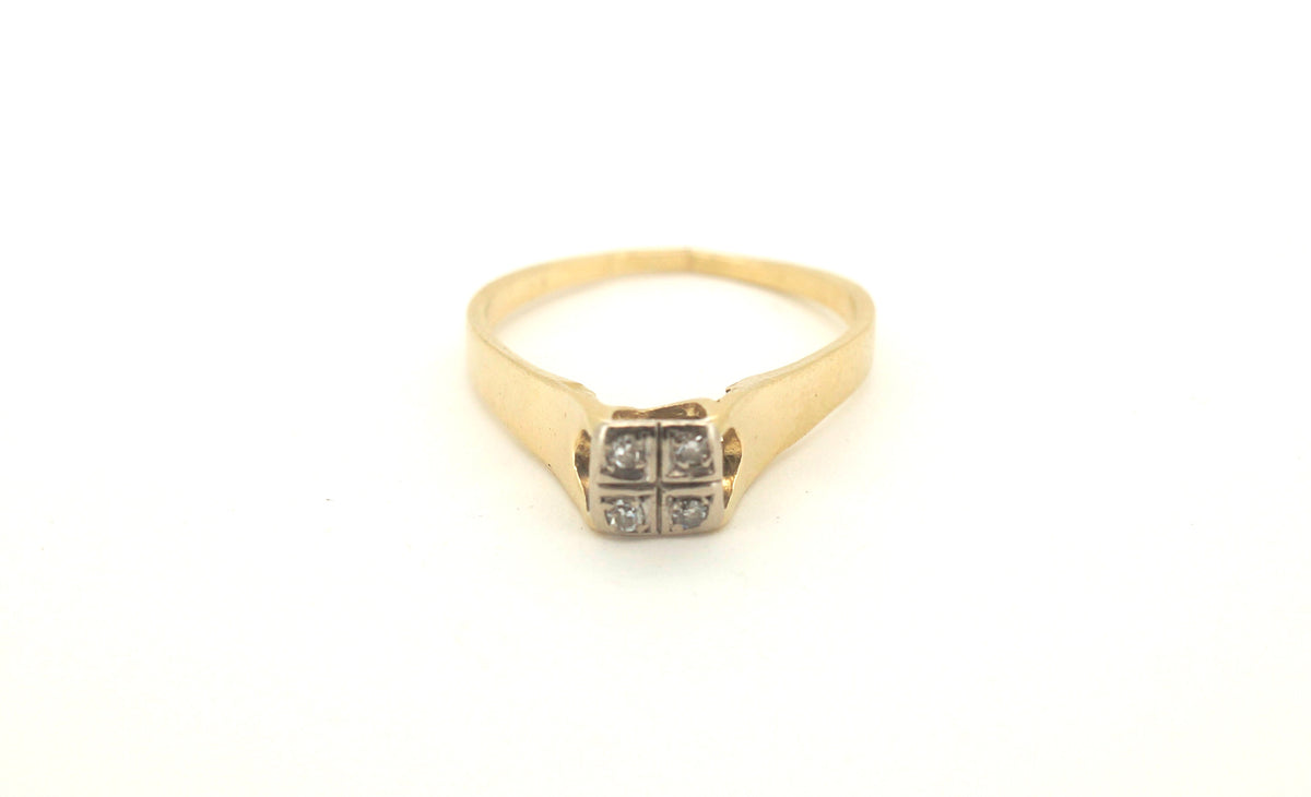 Unisex 18ct Yellow Gold 4 Diamond Ring (Size L) - 505060