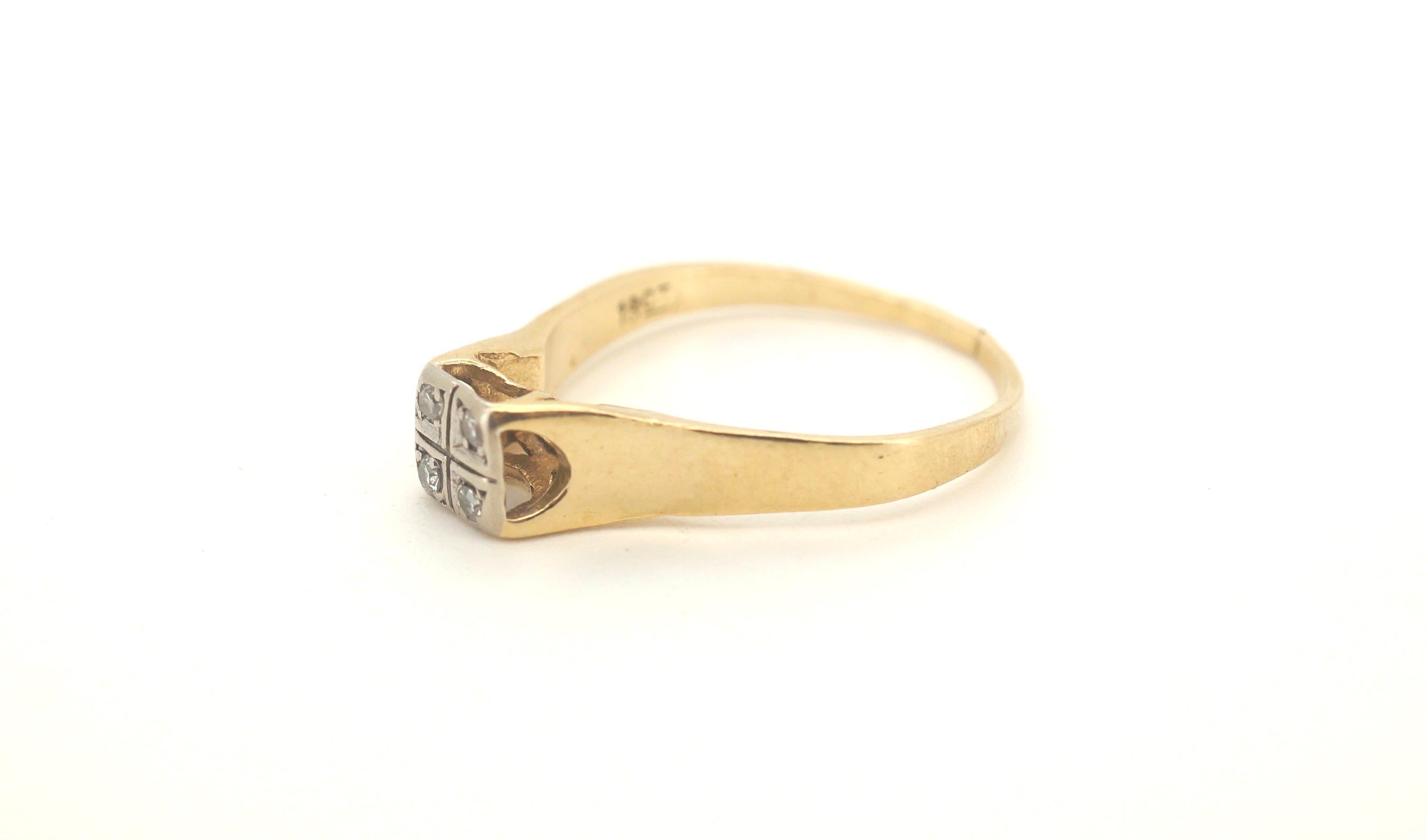 Unisex 18ct Yellow Gold 4 Diamond Ring (Size L) - 505060