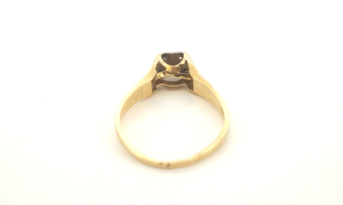Unisex 18ct Yellow Gold 4 Diamond Ring (Size L) - 505060