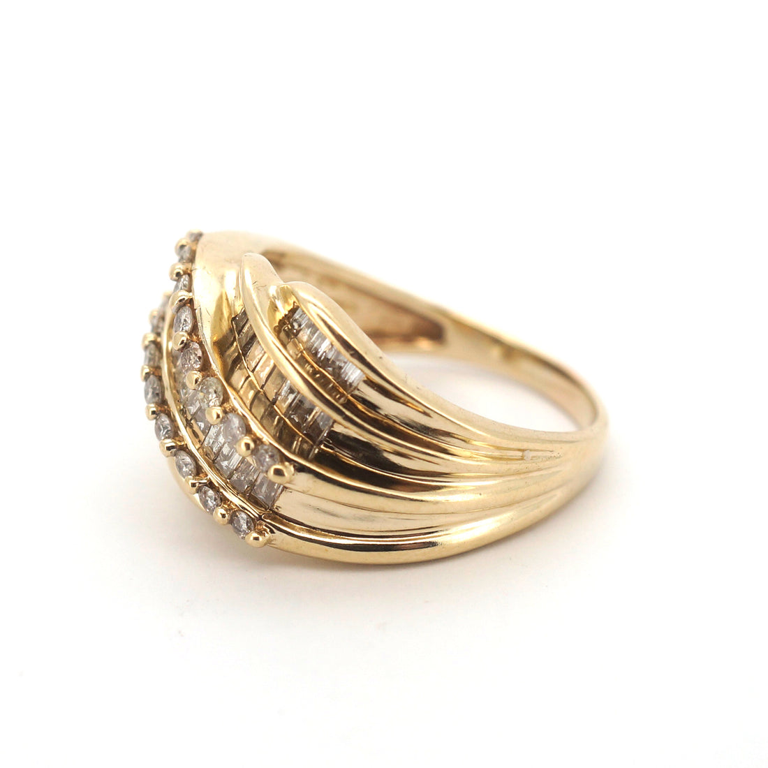 Unisex 10ct Yellow Gold 57 Diamond Dress Ring (Size O) - 508147