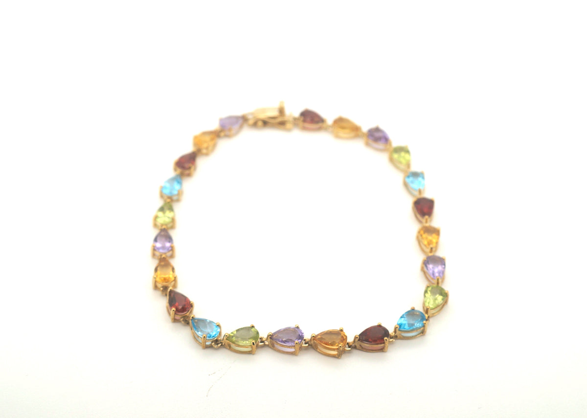 Ladies 9CT Yellow Gold Colourful Stone Bracelet -  504631