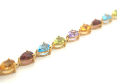 Ladies 9CT Yellow Gold Colourful Stone Bracelet -  504631