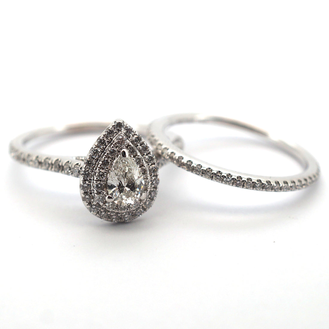 Ladies 14ct White Gold Diamond Engagement Ring Set (Size N) - 507840