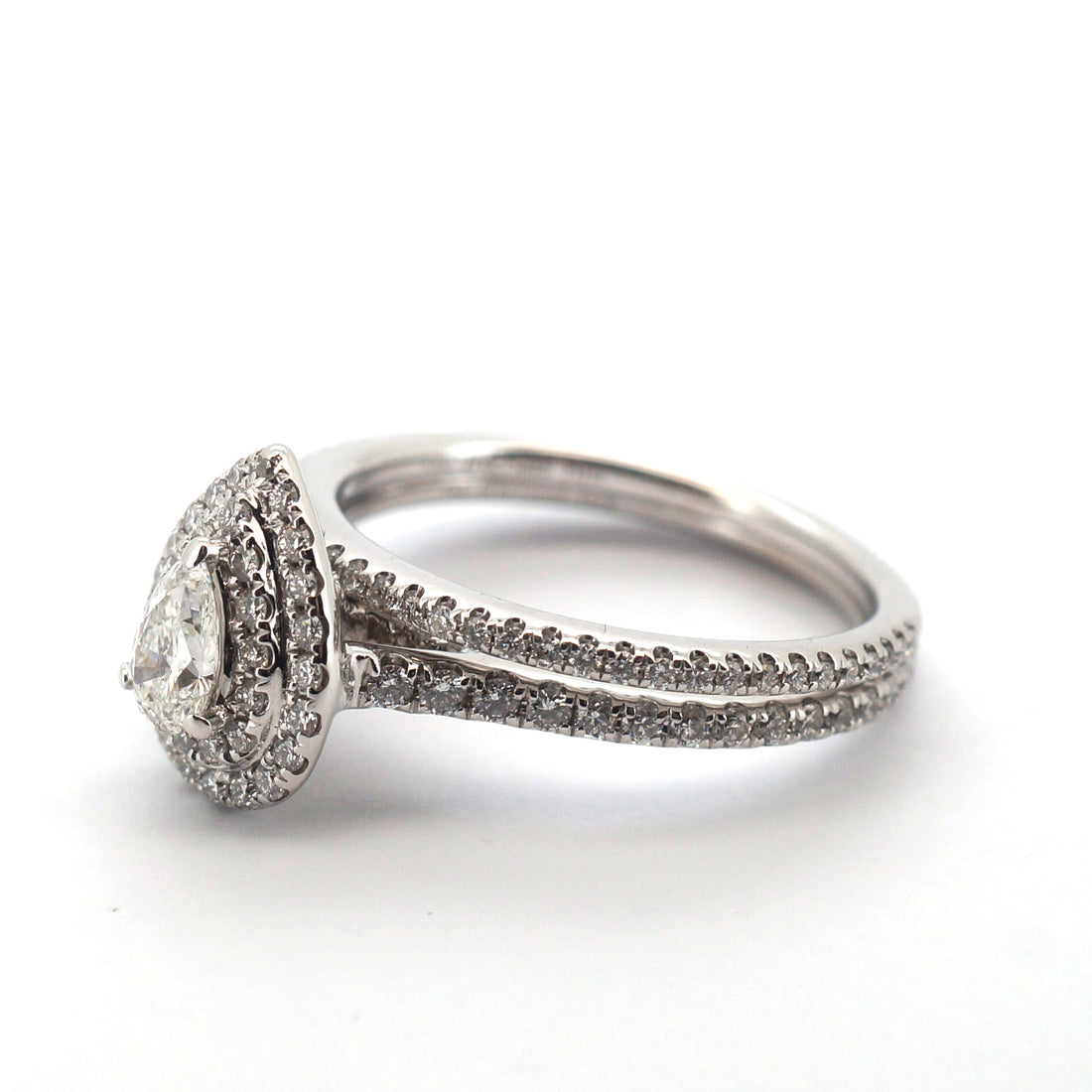 Ladies 14ct White Gold Diamond Engagement Ring Set (Size N) - 507840
