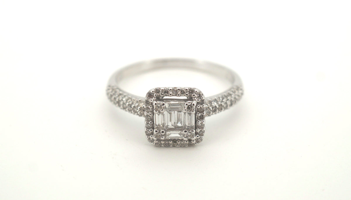Unisex 18ct White Gold Diamond Dress Ring (Size S 1/2) - 501442