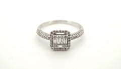Unisex 18ct White Gold Diamond Dress Ring (Size S 1/2) - 501442