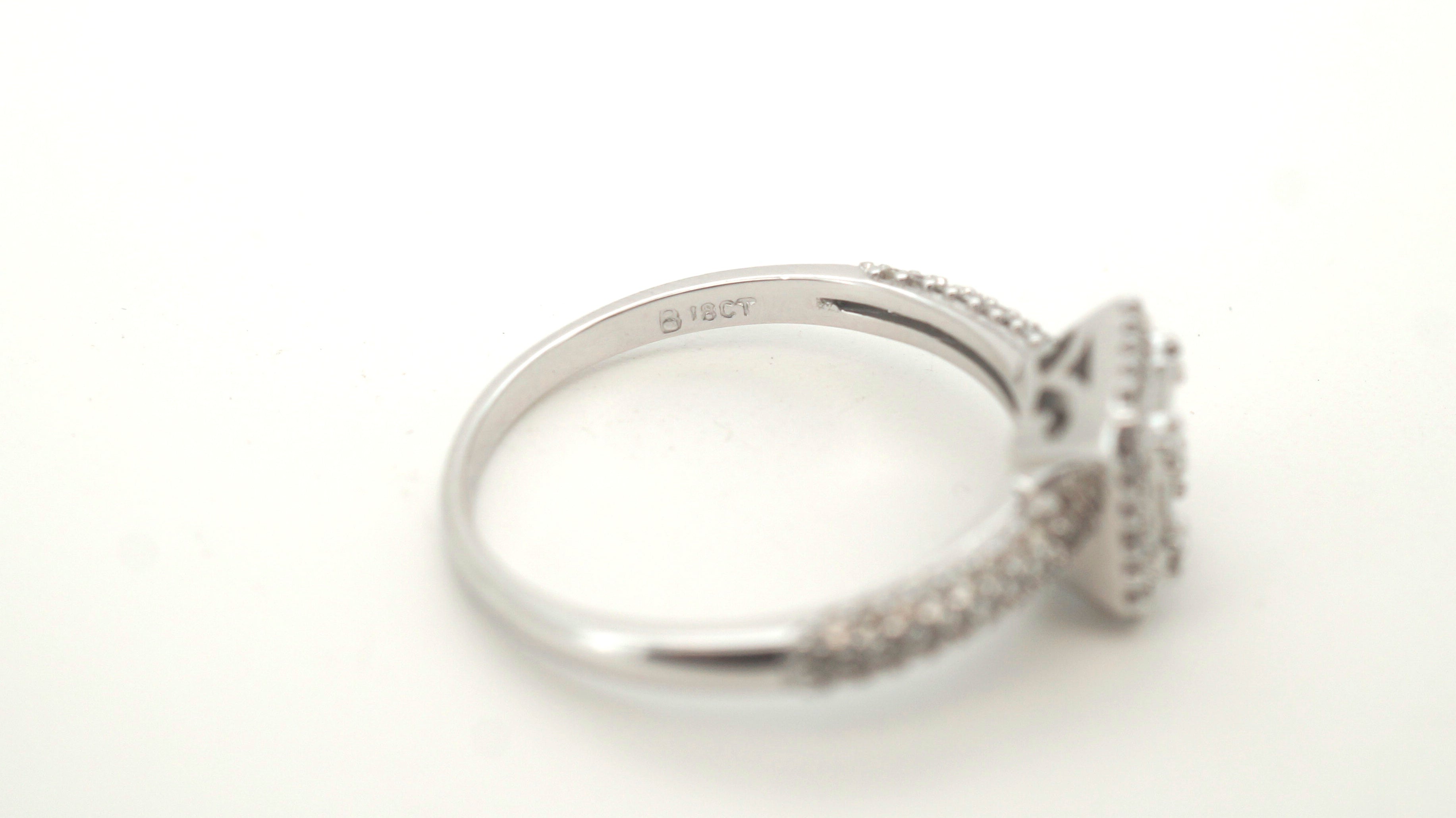 Unisex 18ct White Gold Diamond Dress Ring (Size S 1/2) - 501442
