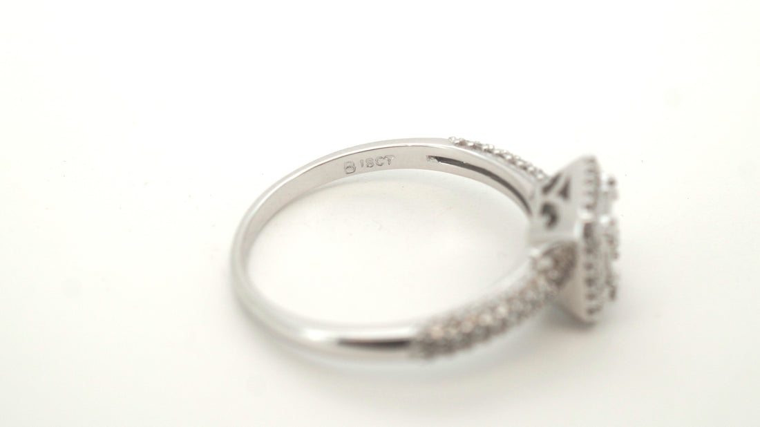 Unisex 18ct White Gold Diamond Dress Ring (Size S 1/2) - 501442