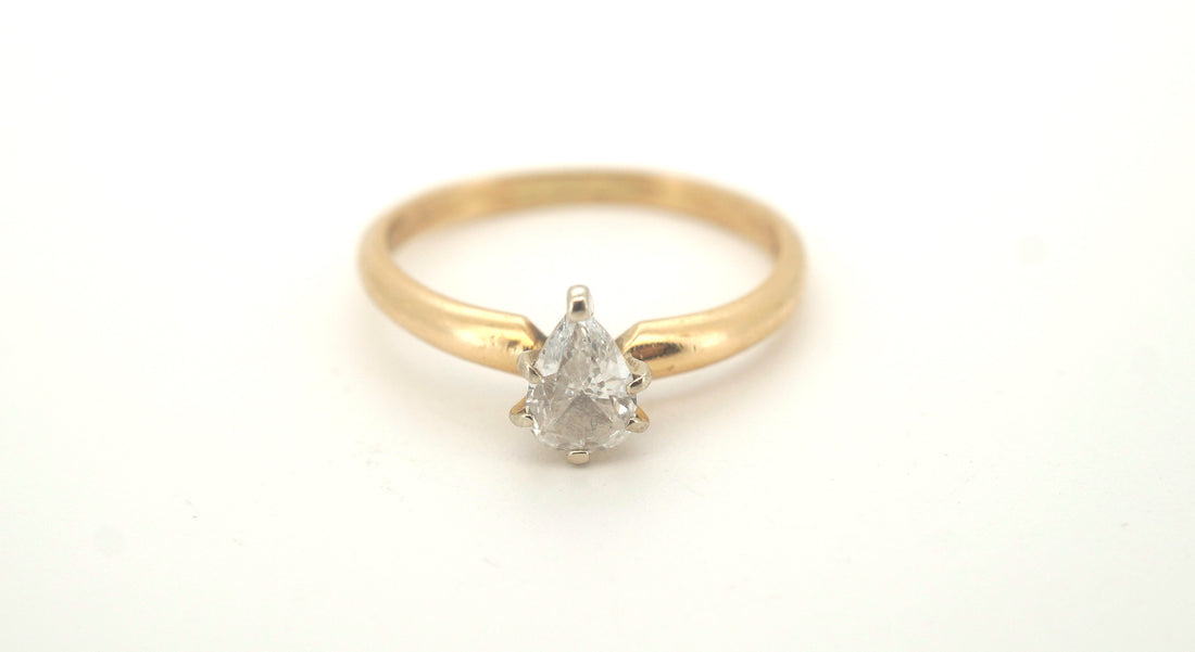 Ladies 14ct Yellow Gold Diamond Engagement Ring (Size M) - 502793