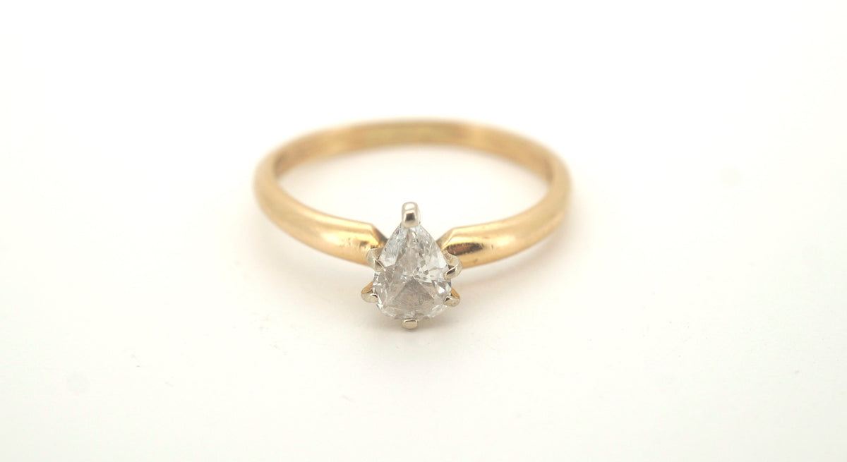 Ladies 14ct Yellow Gold Diamond Engagement Ring (Size M) - 502793
