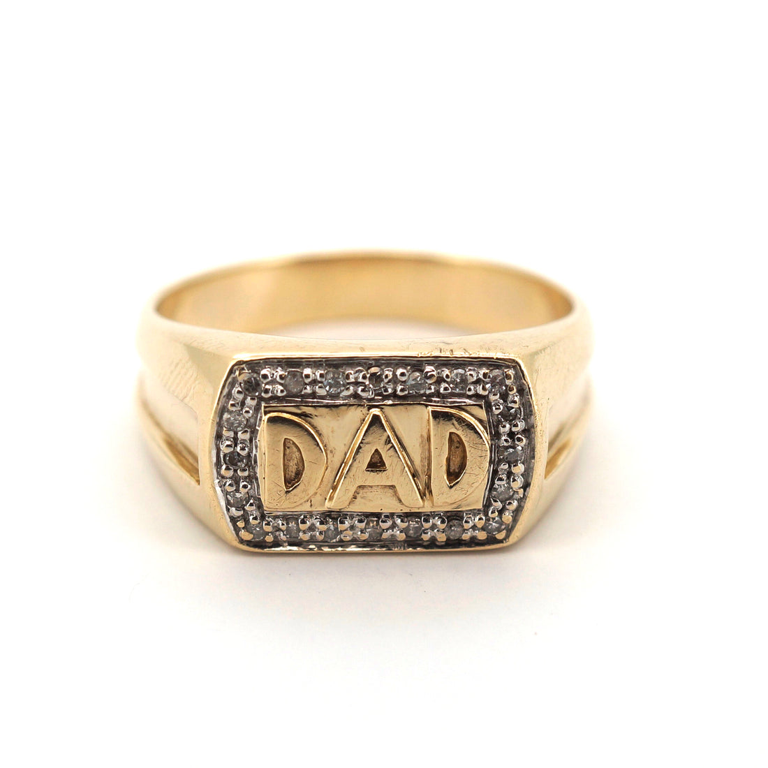 Men's 9ct Yellow & White Gold "DAD" Ring (Size T) - 510757