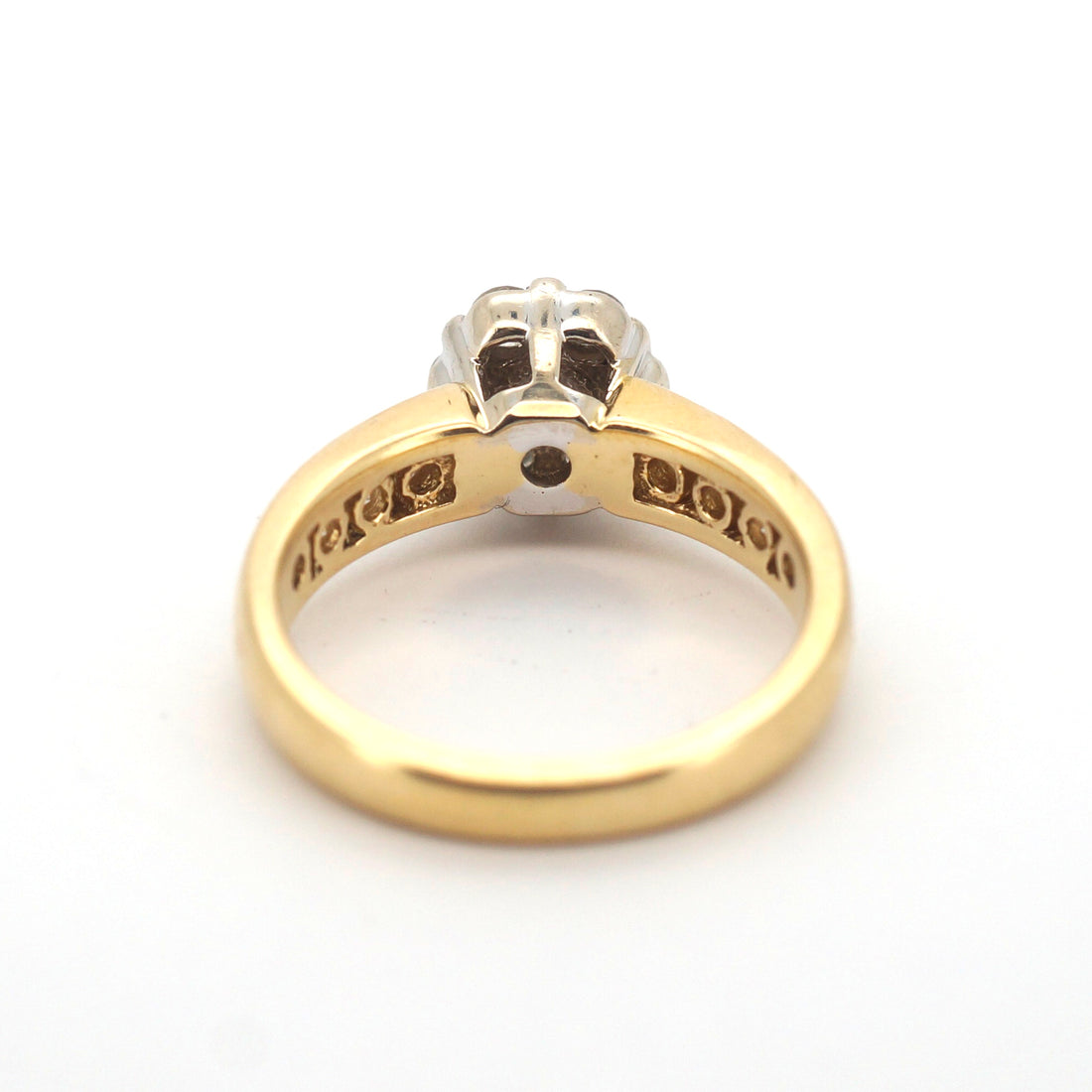 Unisex 18ct Yellow & White Gold Diamond Daisy Cluster Set Ring (Size L 1/2) - 506486