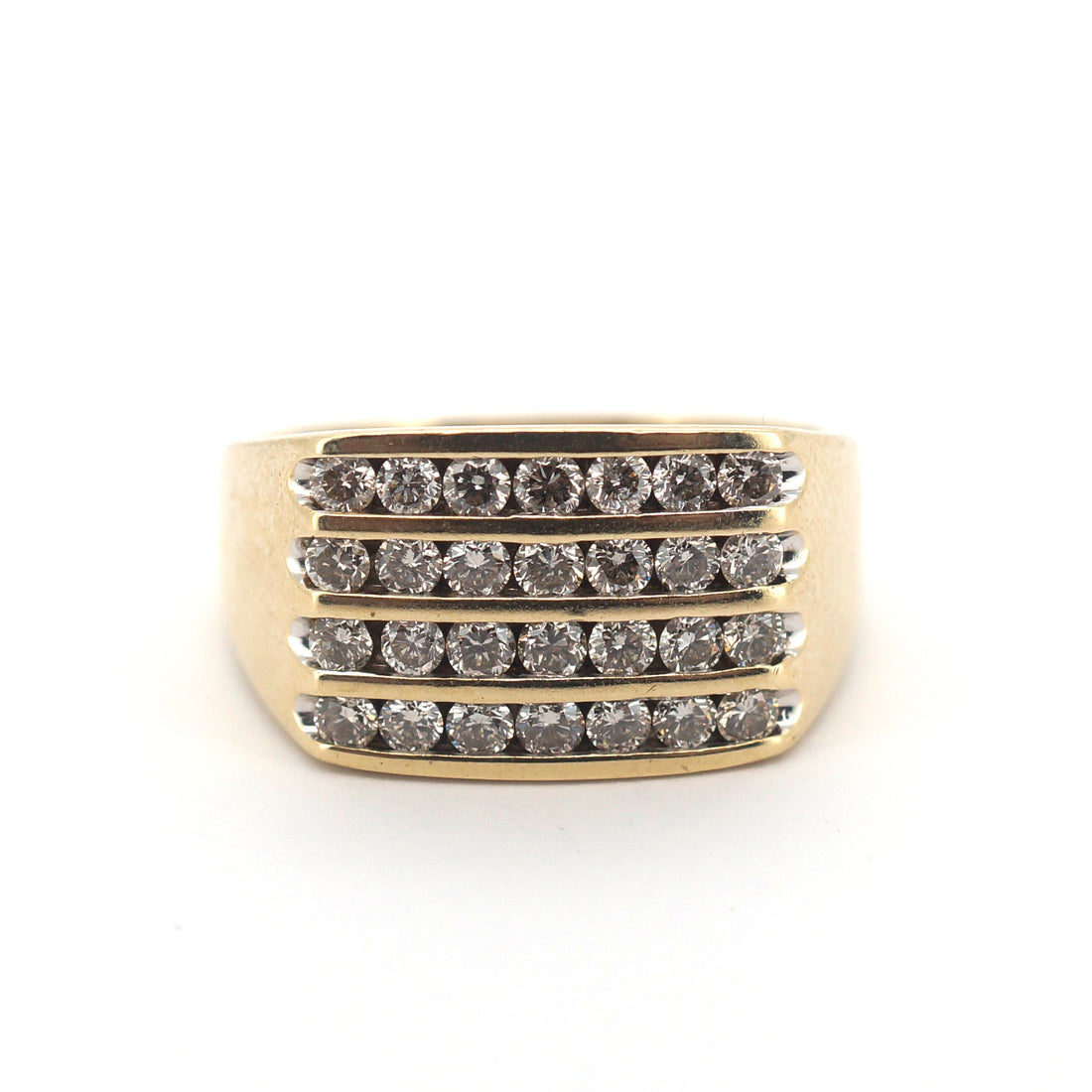 Mens 9ct Yellow Gold 28 Diamond Straight Set Dress Ring (Size Q) - 504384