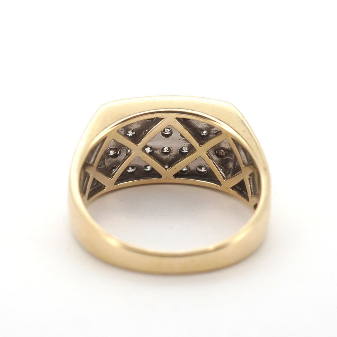 Mens 9ct Yellow Gold 28 Diamond Straight Set Dress Ring (Size Q) - 504384