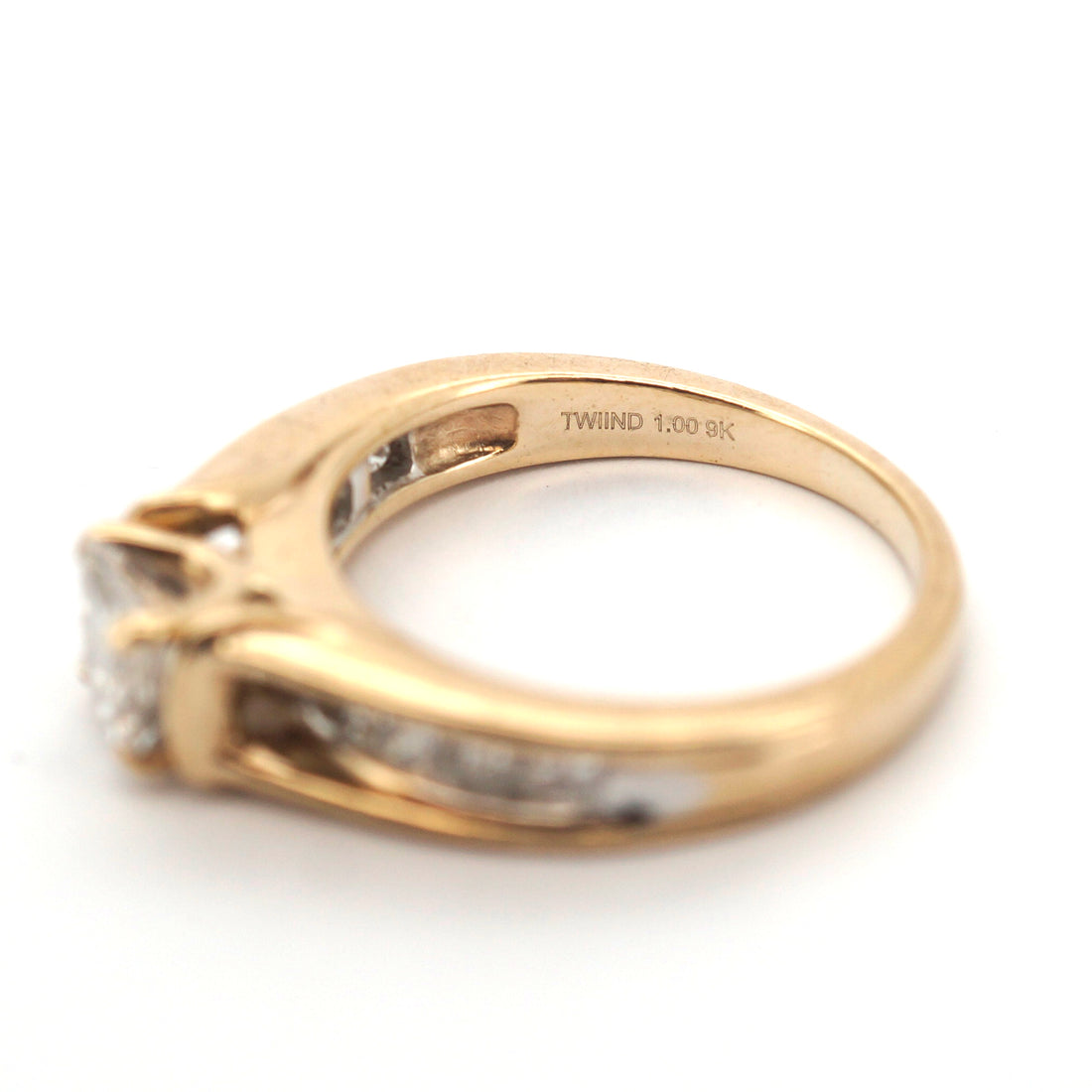 Ladies 9ct Yellow Gold 12 Diamond Engagement Ring (Size J, 3.4g) - 508467