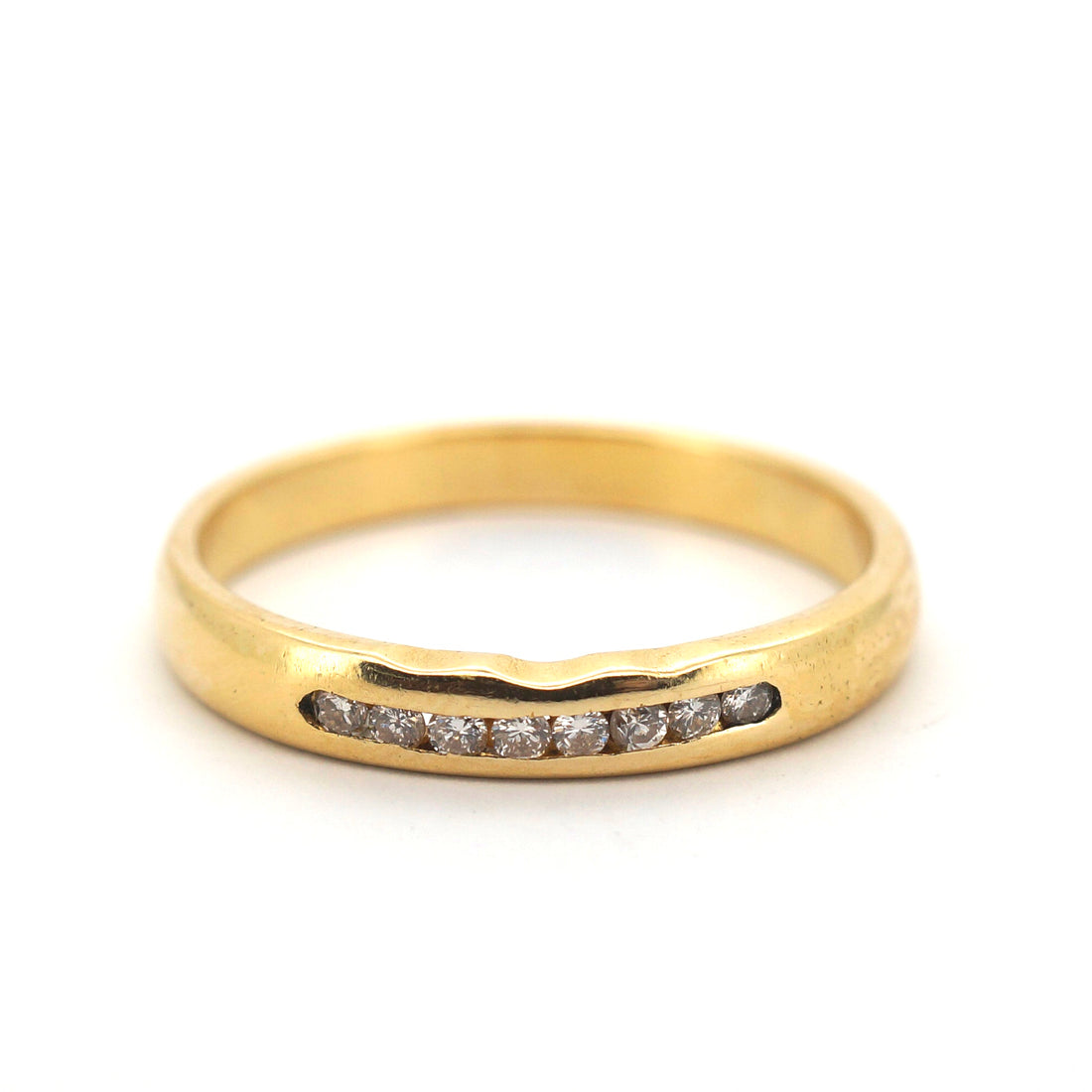 Unisex 18ct Yellow Gold 8 Straight Set Diamond Wedding Ring (Size S, 3.82g) - 506452-1