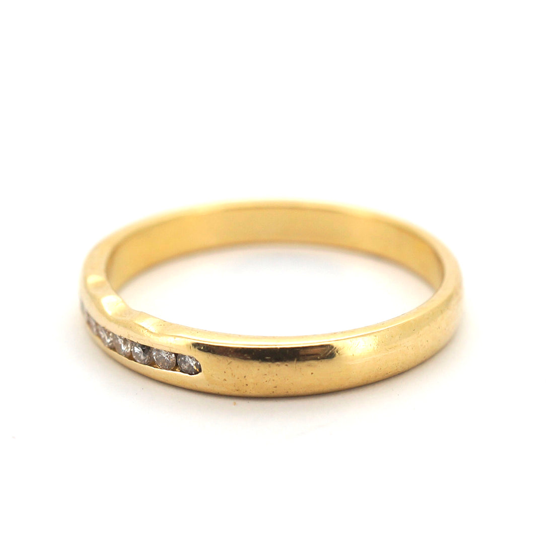 Unisex 18ct Yellow Gold 8 Straight Set Diamond Wedding Ring (Size S, 3.82g) - 506452-1