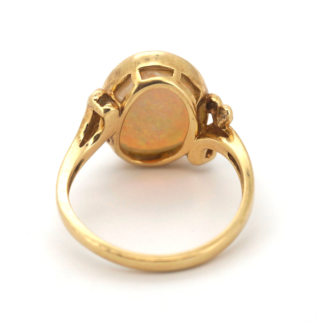 Unisex 14ct Yellow Gold Opal & Diamond Ring (Size P, 5.00g) - 29223