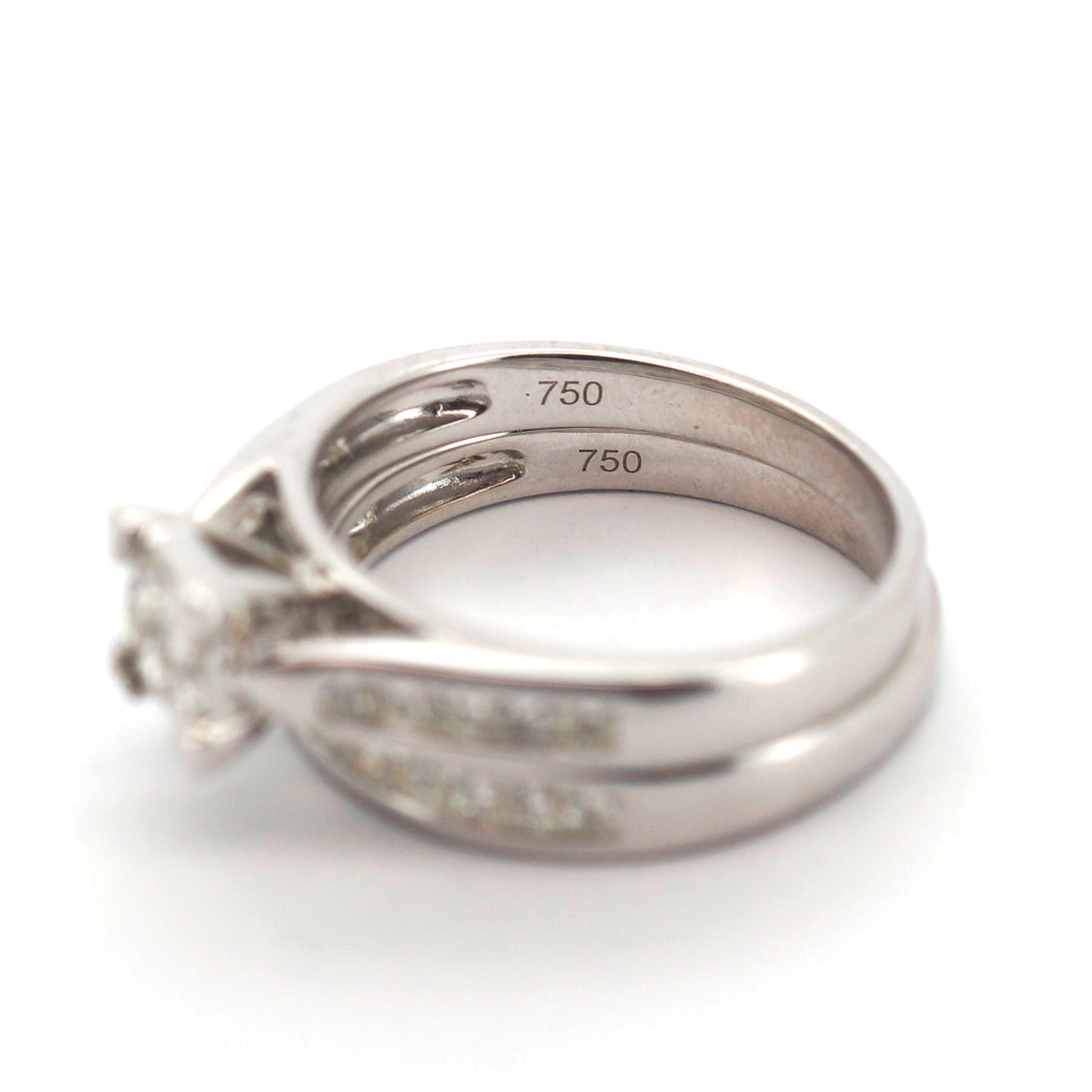 Unisex 18ct White Gold Diamond Engagement and Wedding Ring Set (Size M 1/2) - 31167