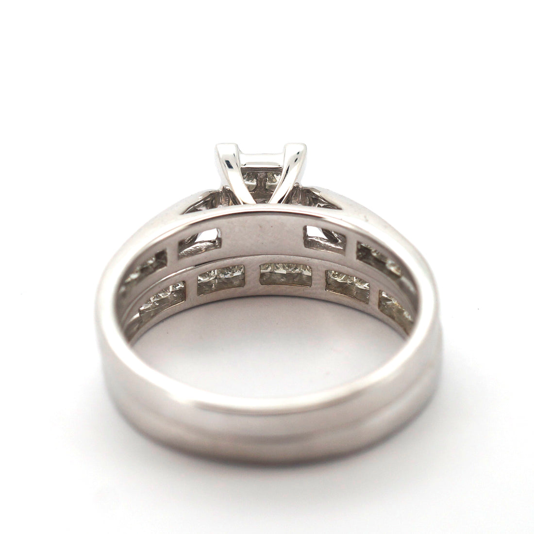 Unisex 18ct White Gold Diamond Engagement and Wedding Ring Set (Size M 1/2) - 31167
