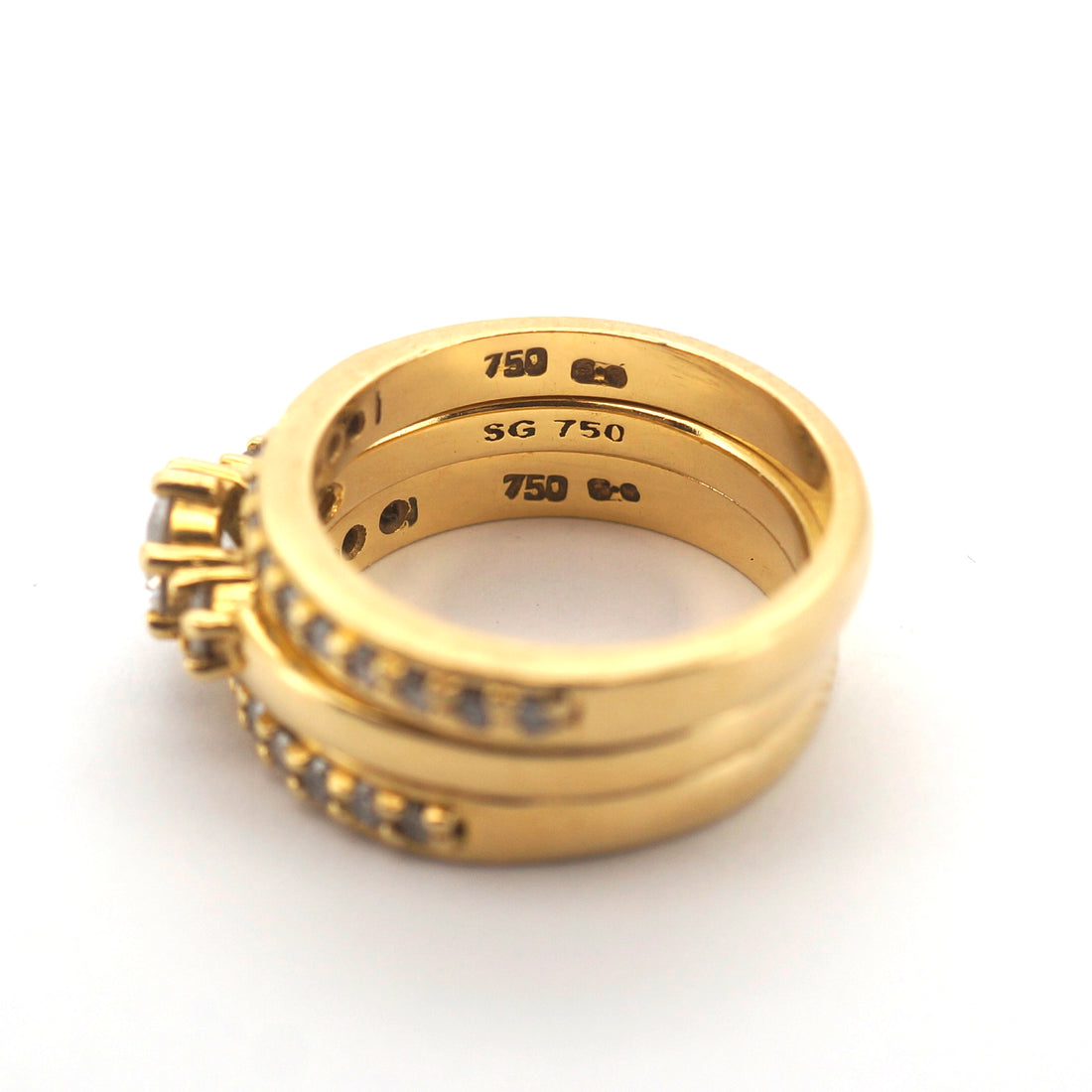 Unisex 18ct Yellow Gold Engagement & Wedding/Eternity Ring Set (K 1/2, Dia) - 201251