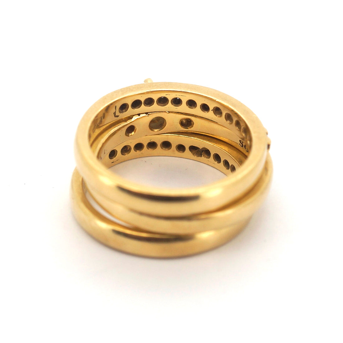 Unisex 18ct Yellow Gold Engagement & Wedding/Eternity Ring Set (K 1/2, Dia) - 201251