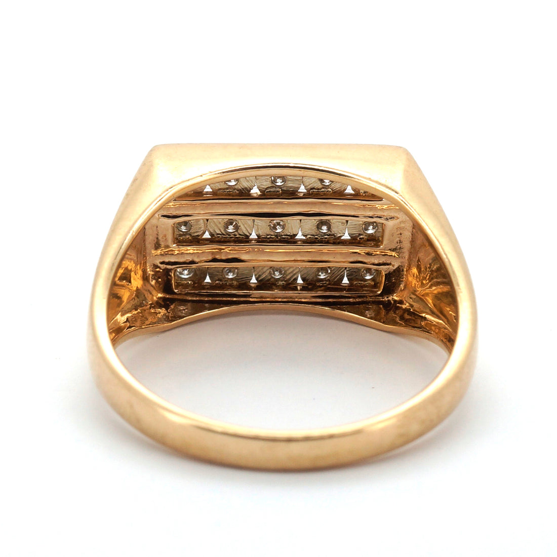 Unisex 9ct Yellow Gold & Diamond Dress Ring (Size S) - 511558