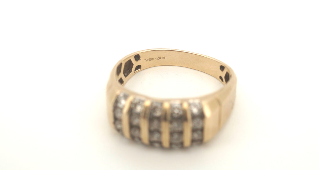 Men's 9ct Yellow Gold 20 Diamond Ring (Size U) - 503302