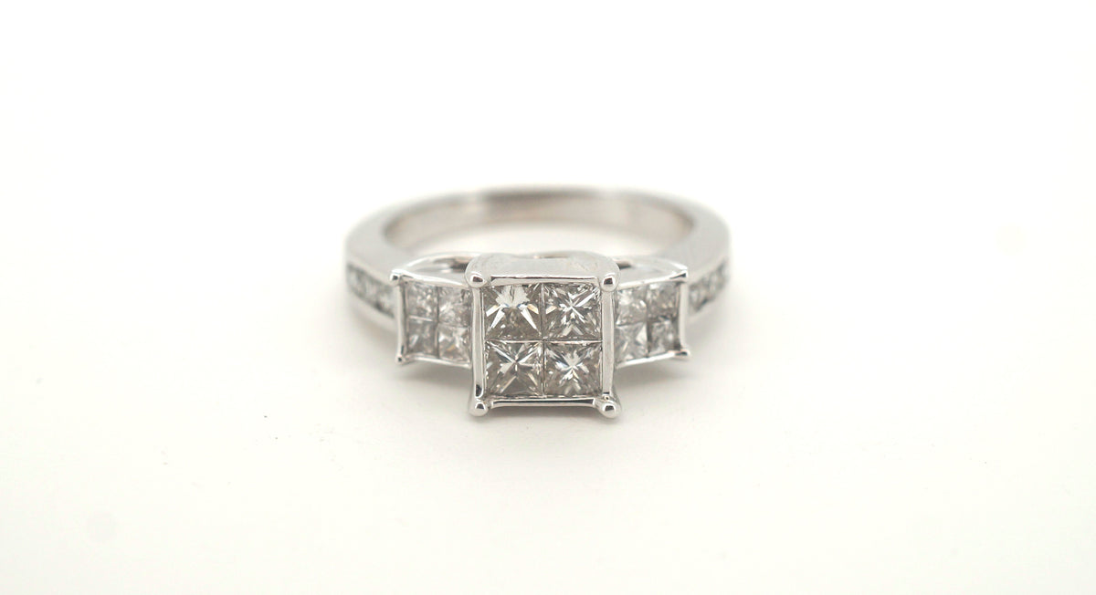 Ladies 14ct White Gold Diamond Ring (Size M) - 500548