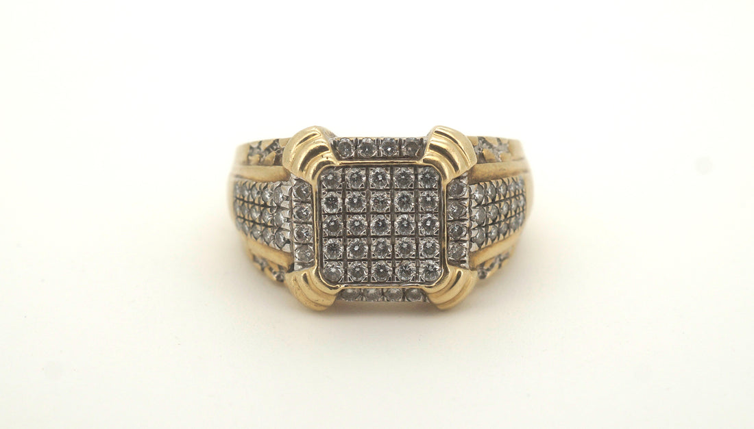 Men's 9ct Yellow Gold 71 Diamond Ring (Size W 1/2) - 503303